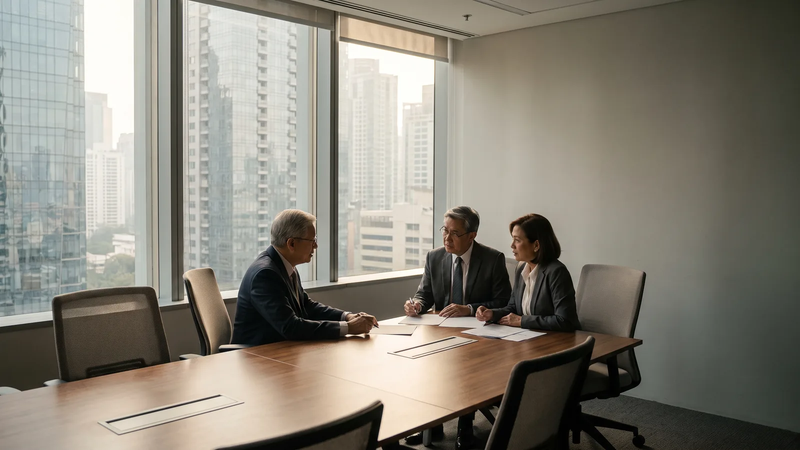 Senior leaders reviewing the numbers in a calm Manila boardroom