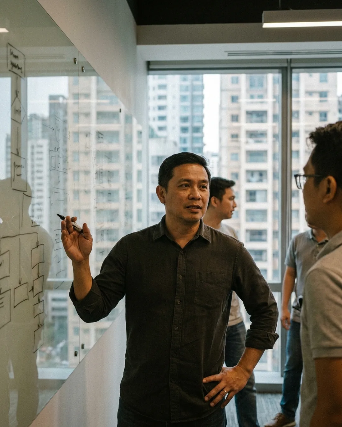 A fractional CTO at work in a Manila business setting